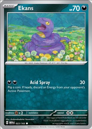 Pokemon: Scarlet & Violet - 151 (Base Set) card 023/165-B Ekans (Reverse Holofoil)