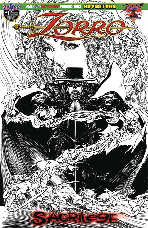 Zorro: Sacrilege issue 1-D Michael William Kaluta Century B&W Cover 1/100