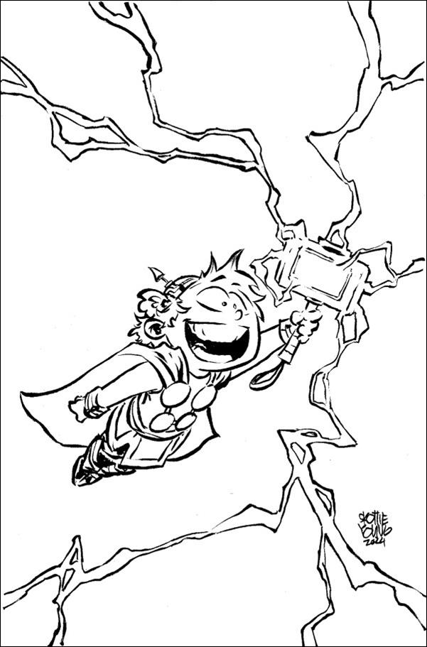 Immortal Thor issue 12-D Skottie Young 1:50 Virgin B&W "Big Marvels" Cover