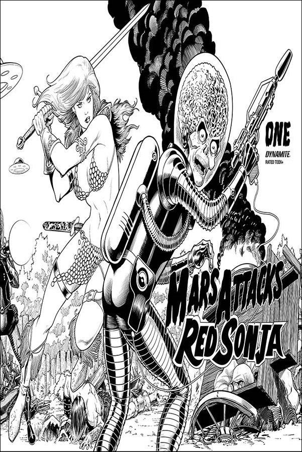 Mars Attacks Red Sonja issue 1-M Barry Kitson 1:25 B&W Card Homage Cover