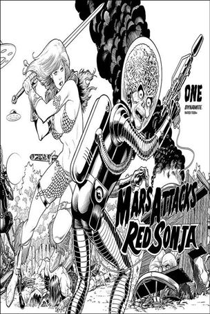 Mars Attacks Red Sonja issue 1-M Barry Kitson 1:25 B&W Card Homage Cover