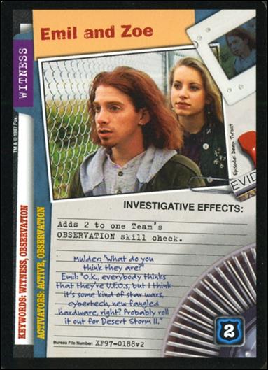 X-Files: The Truth Is Out There (Base Set) card XF97-0188v2 Emil and Zoe