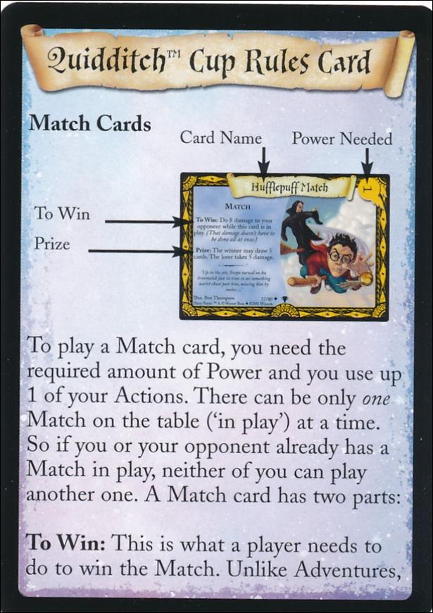 Harry Potter: Quidditch Cup (Quidditch Cup Rules Card) card nn Quidditch Cup Rules Card