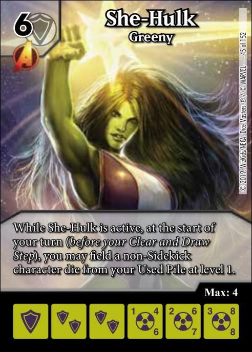 Marvel Dice Masters  Avengers Infinity Gauntlet card 45 She-Hulk: Greeny