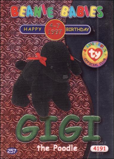 Beanie Babies Series 2 (Birthday or Rookie Subset) card 257-B Gigi the Poodle Green Lettering