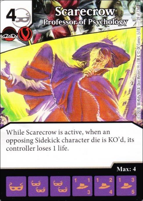 DC Comics Dice Masters Justice card 39 Scarecrow: Professor of Psychology 