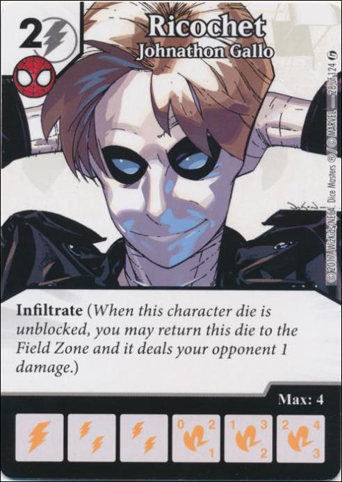 Marvel Dice Masters Guardians of the Galaxy  card 28 Ricochet: Johnathan Gallo