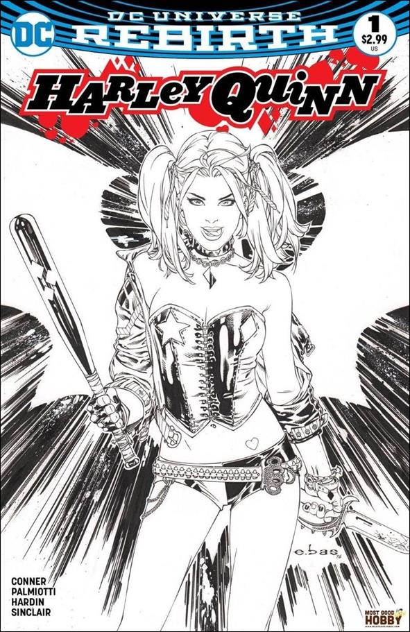 Harley Quinn (2016) issue 1-UD Eric "e.Bas" Basaldua Most Good Hobby B&W Cover