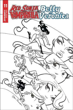 Red Sonja and Vampirella Meet Betty and Veronica issue 11-G Dan Parent 1:10 Black & White Cover