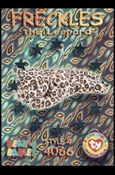 Beanie Babies Series 3 (Wild Subset) card 47 Freckles the Leopard Teal Stars