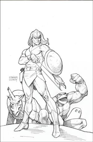 Herculoids (2025) issue 3-M Joseph Michael Linsner B&W Virgin 1:15 Cover