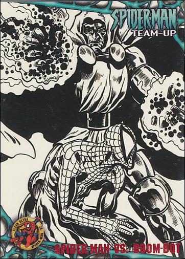 1997 Fleer Ultra Spider-Man (Base Set Red) card 50 Spider-Man Vs. Doom-Bot