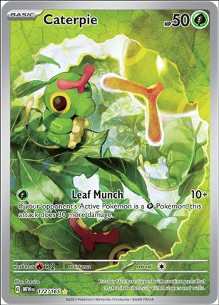 Pokemon: Scarlet & Violet - 151 (Base Set) card 172/165 Caterpie (HoloFoil) Full Art Illustration