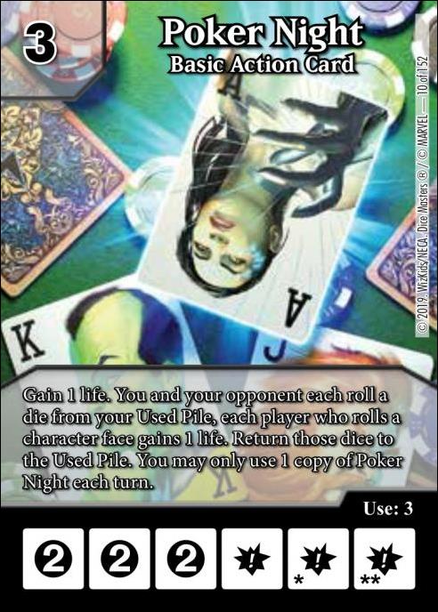 Marvel Dice Masters  Avengers Infinity Gauntlet card 10 Poker Night: Basic Action Card