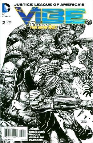 Justice League of America's Vibe issue 2-B 1:25 Black and White Cover