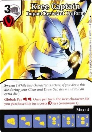 Marvel Dice Master's Kree Invasion Team Pack card 8 Kree Capt - Impact Resistant Uniform 