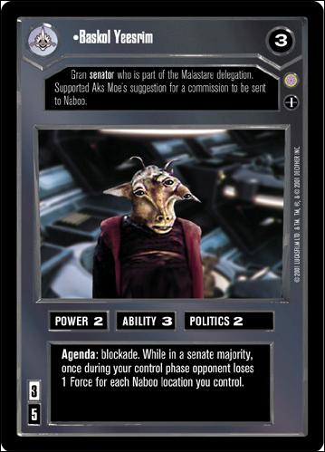 Star Wars: Coruscant Limited (Base Set) card 16 Baskol Yeesrim