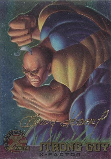 1996 Fleer Ultra X-Men All Chromium (Gold Signature Parallel Base Set) card 19 Strong Guy
