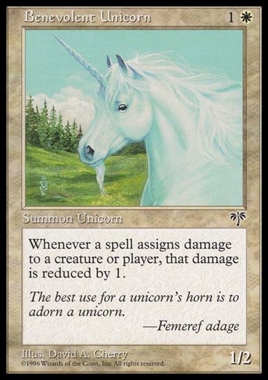 Magic the Gathering: Mirage (Base Set) card 4 Benevolent Unicorn