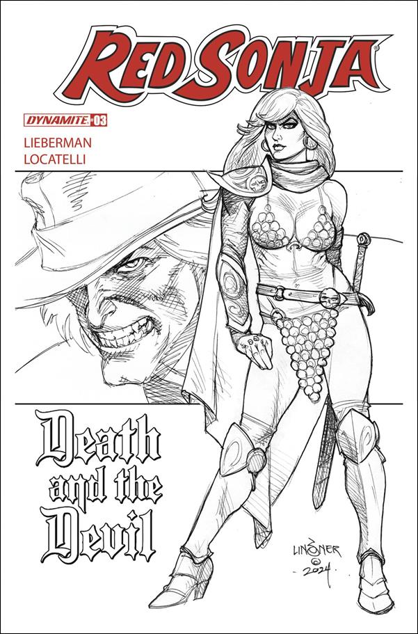 Red Sonja: Death and the Devil issue 3-H 15 Copy Incentive B&W by Joseph Michael Linsner