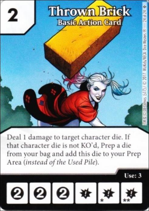 DC Comics Dice Masters Harley Quinn card 24 Thrown Brick: Basic Action Card 
