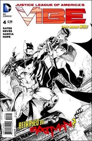 Justice League of America's Vibe issue 4-B 1:25 Black and White Cover