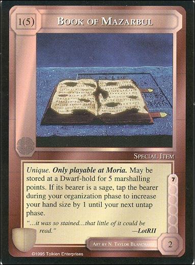 Middle-Earth: The Wizards (Base Set) card 65 Book of Mazarbul