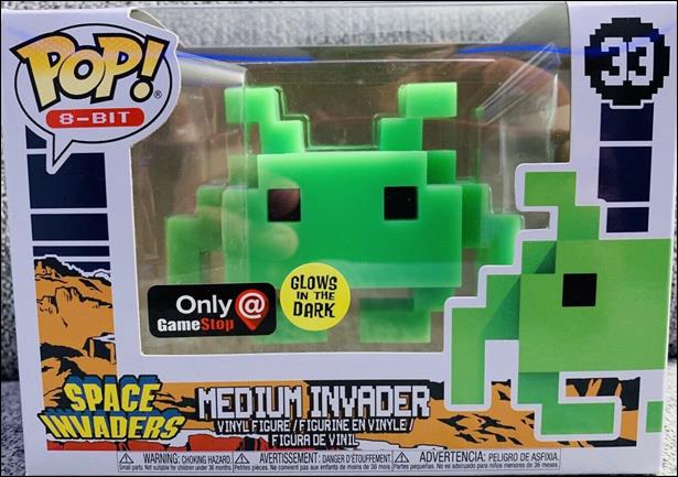 POP! 8-Bit figure 33-B Medium Invader (Green) (Glow) GameStop Exclusive