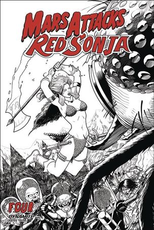 Mars Attacks Red Sonja issue 4-E Barry Kitson 1:10 Black & White Cover