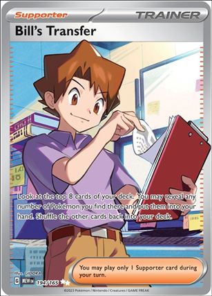 Pokemon: Scarlet & Violet - 151 (Base Set) card 194/165 Bill's Transfer (HoloFoil) Full Art 