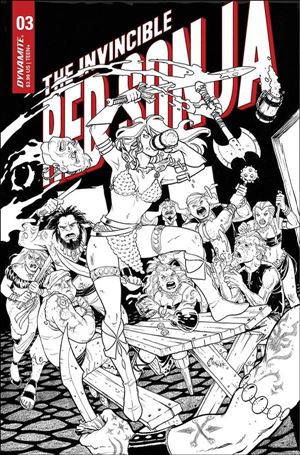 Invincible Red Sonja issue 3-K Amanda Conner 1:15 Black & White Cover