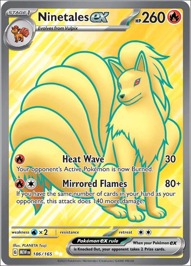 Pokemon: Scarlet & Violet - 151 (Base Set) card 186/165 Ninetales EX (HoloFoil) Full Art 