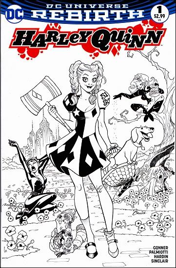 Harley Quinn (2016) issue 1-TG Amanda Conner Emerald City Comics B&W Cover