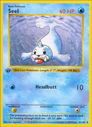 Pokemon (Base Set) card 41/102 Seel (1st Edition) - Shadowless