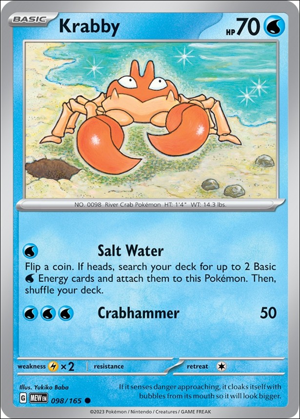 Pokemon: Scarlet & Violet - 151 (Base Set) card 098/165 Krabby