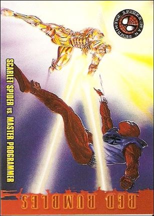 Spider-Man Premium: Eternal Evil (Base Set) card 48 Scarlet Spider vs Master Programmer