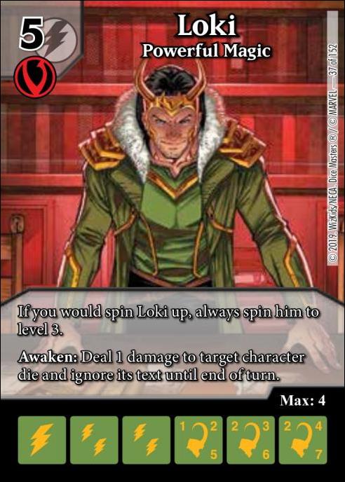 Marvel Dice Masters  Avengers Infinity Gauntlet card 37 Loki: Powerful Magic