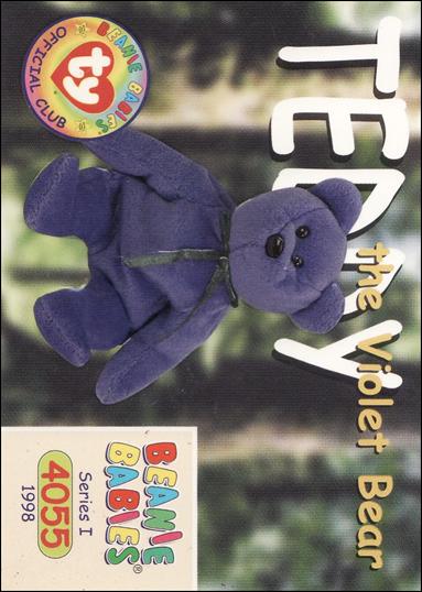 Beanie Babies Series 1 (Base Set) card 137 Teddy the Violet Bear
