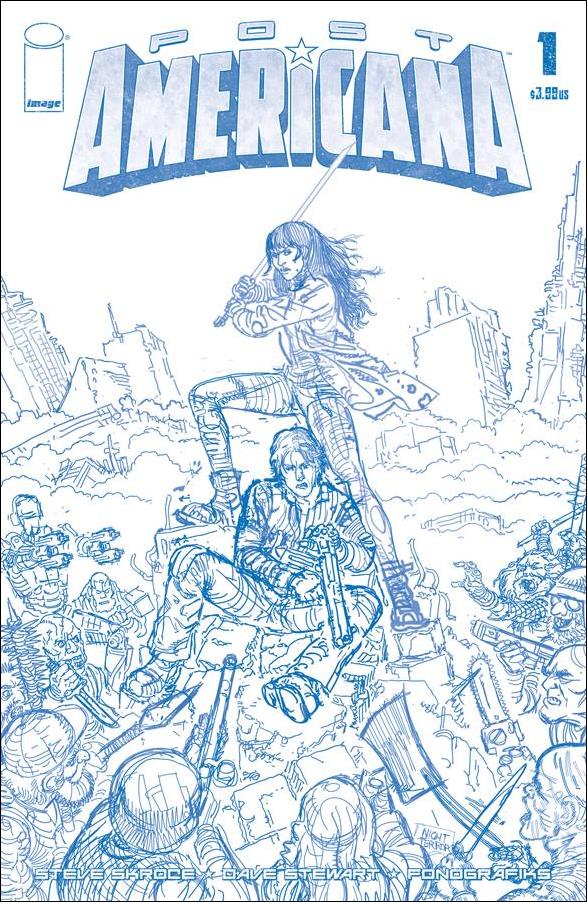 Post Americana issue 1-E Steve Skroce 1:50 Blue Line Art Cover