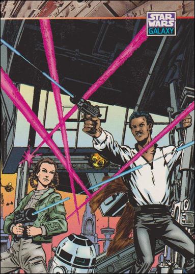 Star Wars Galaxy: Series 2 (Base Set) card 155 Blasting Their Way Aboard the Millennium Falcon
