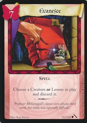 Harry Potter: Chamber of Secrets (Base Set) card 103 Evanesce