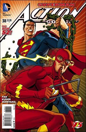 Action Comics (2011) issue 38-B Dave Johnson Flash 75th Anniversary Cover