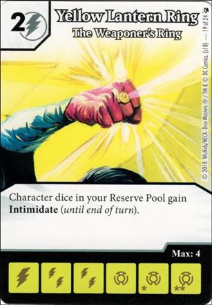 DC Comics Dice Masters Mystics Team Pack card 19 Yellow Lantern Ring: The Weaponeer's Ring