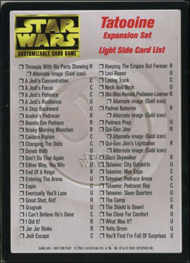 Star Wars: Tatooine Limited (Base Set) card 101 Light Side Card List