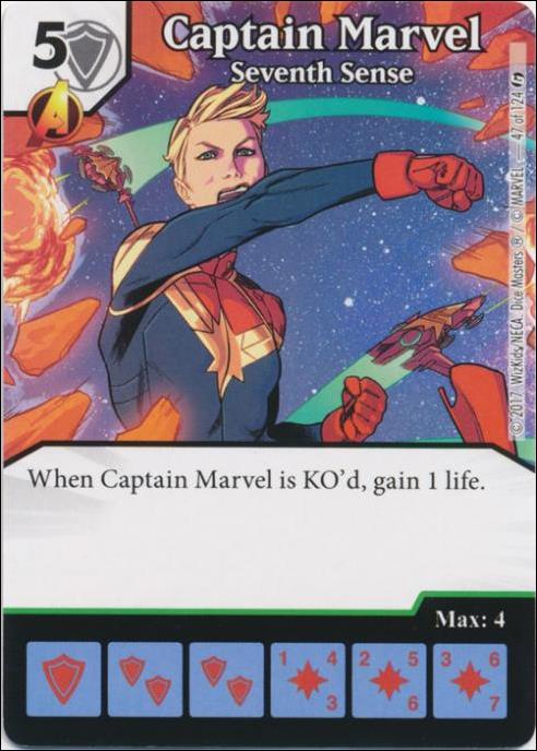 Marvel Dice Masters Guardians of the Galaxy  card 47 Captain Marvel: Seventh Sense