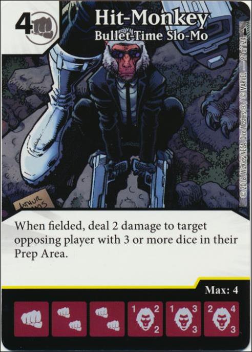Marvel Dice Masters Deadpool card 97 Hit- Monkey: Bullet-Time Slo-Mo