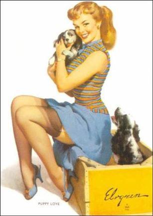 Elvgren's Calendar Pinups (Base Set) card 16 Puppy Love