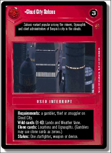Star Wars: Cloud City Limited (Base Set) card 56 Cloud City Sabacc
