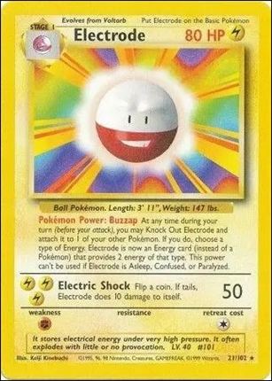 Pokemon (Base Set) card 21/102-C Electrode (Unlimited)