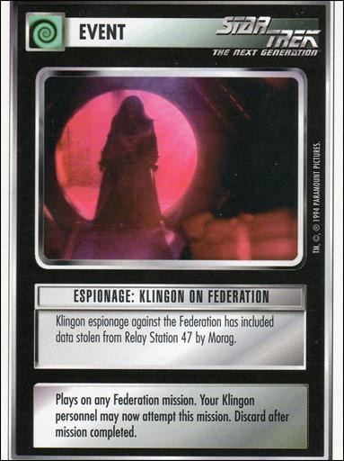 Star Trek: Premiere Unlimited (Base Set) card 72 Espionage: Klingon On Federation